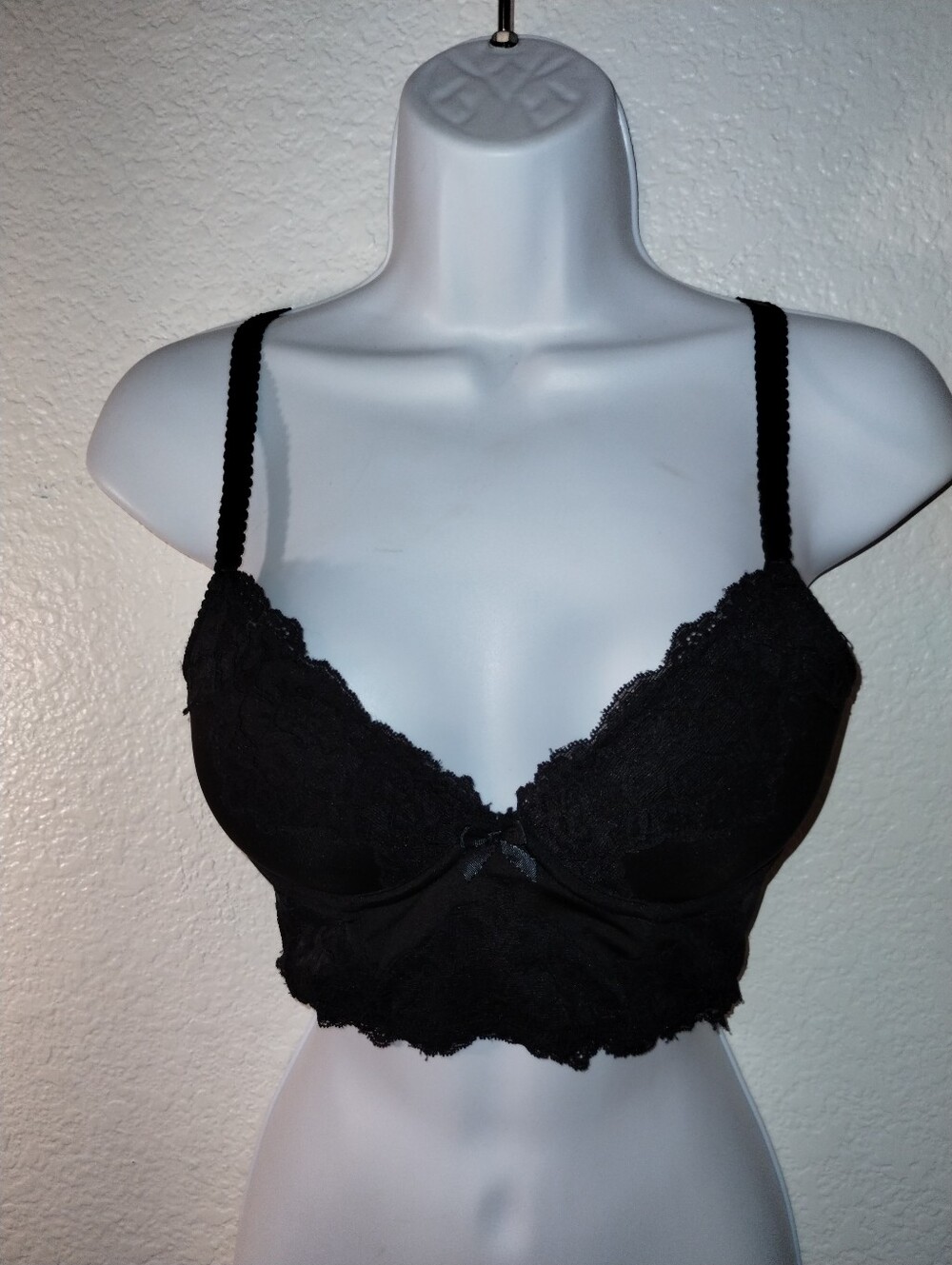 H&M Bra 34B Black Lace Satin